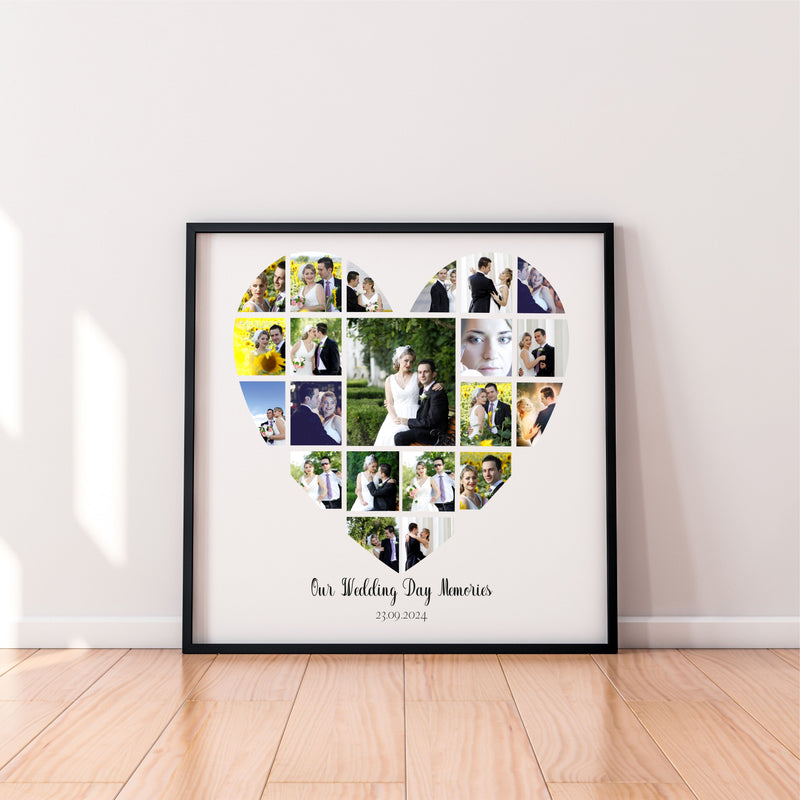 Wedding Album Personalised Heart Collage Photo Print | 21 Images PureEssenceGreetings