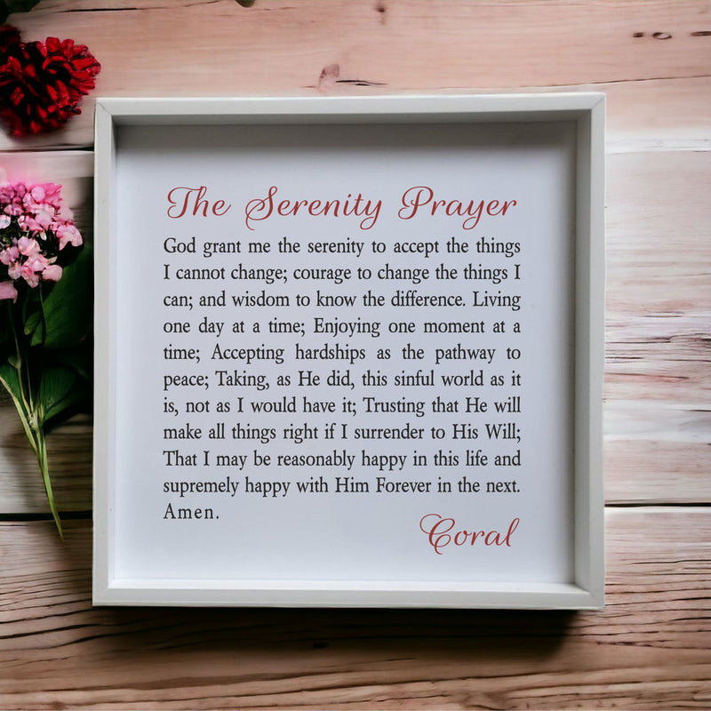 Serenity Prayer Personalised Inspirational Prayer Ceramic Plaque PureEssenceGreetings