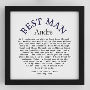 Best Man Poem Wooden Personalised Plaque. PureEssenceGreetings