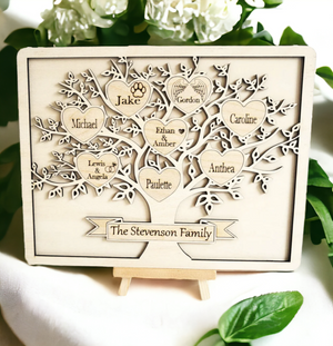 Personalised Engraved Wood Family Tree PureEssenceGreetings