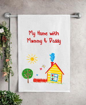 Child's Drawing Personalised Tea Towel PureEssenceGreetings