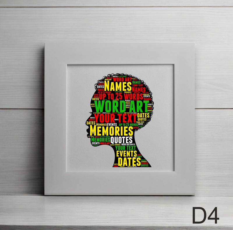 Afro Men Design Personalised Word Art Card PureEssenceGreetings