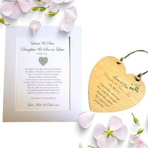 Daughter & Son in Law Poem Gift | Wedding Card and Heart Gift Set PureEssenceGreetings