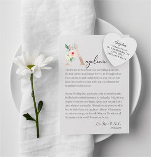 Daughter Wedding Day Poem Letter & Heart Set (Copy) PureEssenceGreetings