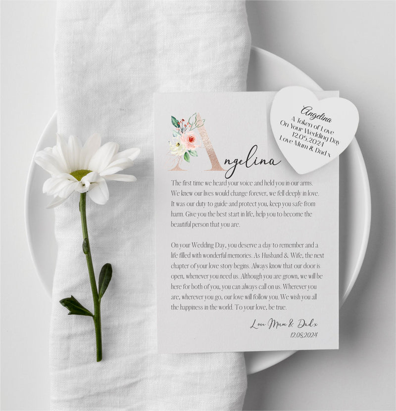 Daughter Wedding Day Poem Letter & Heart Set (Copy) PureEssenceGreetings
