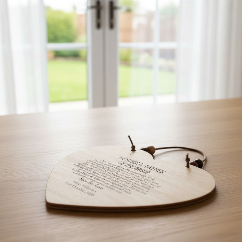 Mother & Father of The Bride - Personalised Plaque | Wooden Sign PureEssenceGreetings