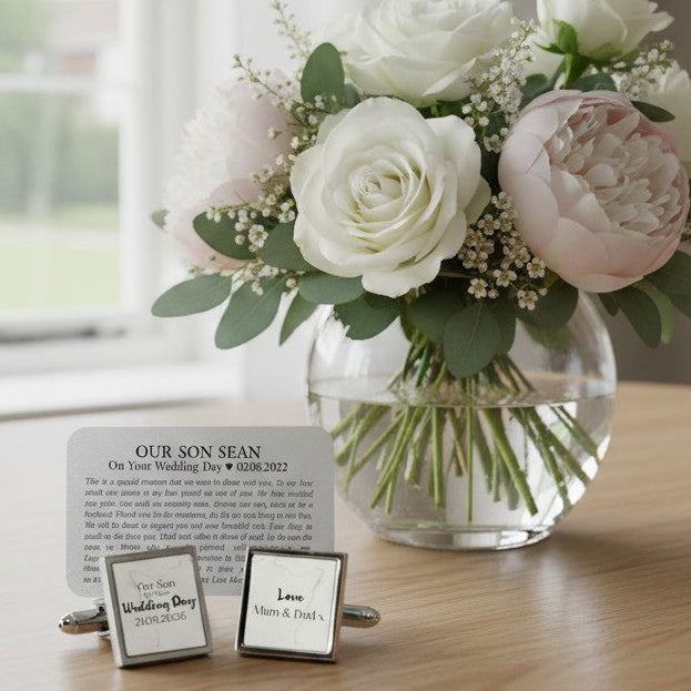 Son On Your Wedding Day Wallet Card and Cufflinks Gift Set PureEssenceGreetings
