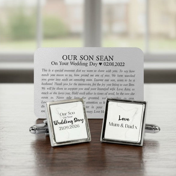 Son On Your Wedding Day Wallet Card and Cufflinks Gift Set PureEssenceGreetings