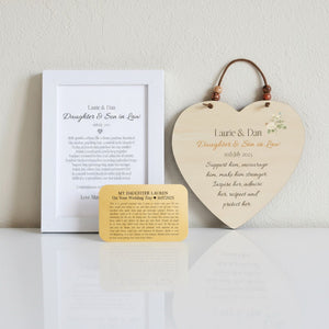 Daughter & Son in Law Poem Gift | Wedding Card and Heart Gift Set PureEssenceGreetings