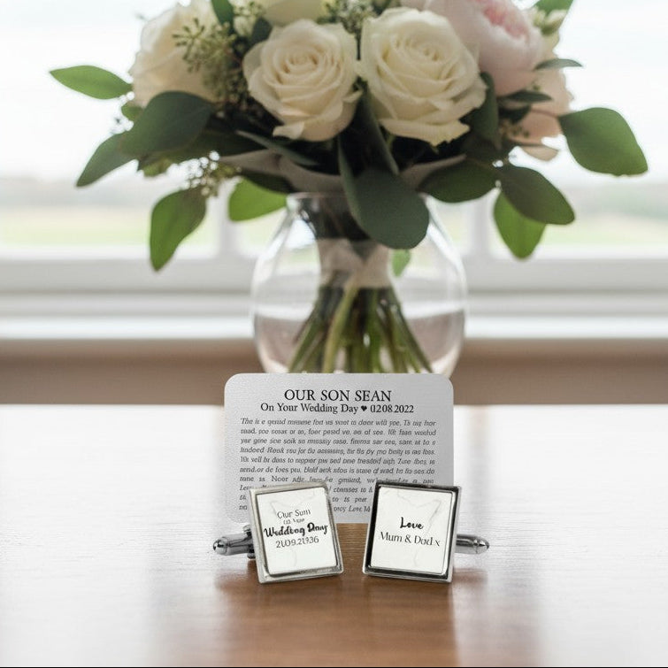 Son On Your Wedding Day Wallet Card and Cufflinks Gift Set PureEssenceGreetings