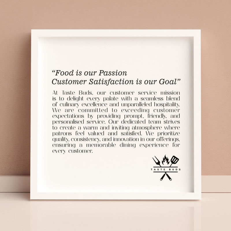 Food & Hospitality Customer Service Statement Print - Framed | Unframed PureEssenceGreetings