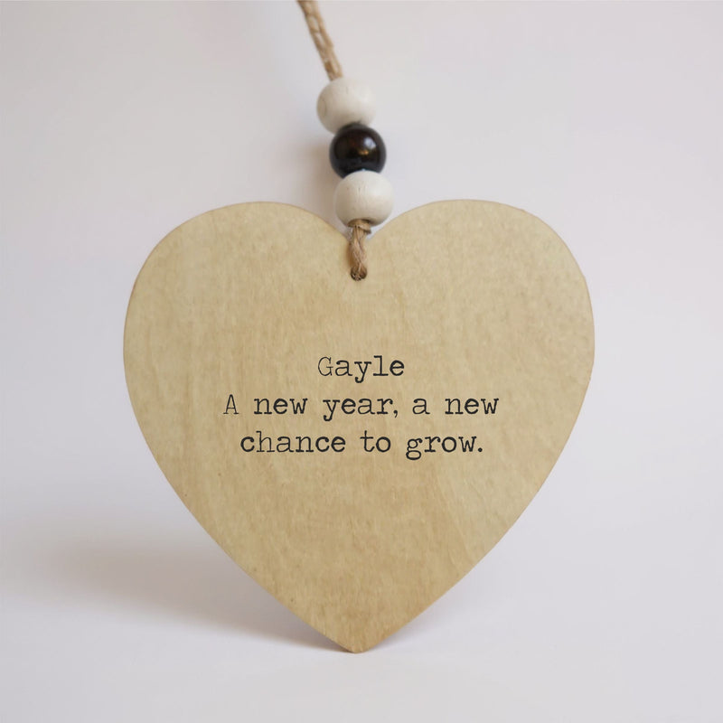 Wellbeing Heart Christmas Decoration – Wooden Heart with Thoughtful Saying PureEssenceGreetings
