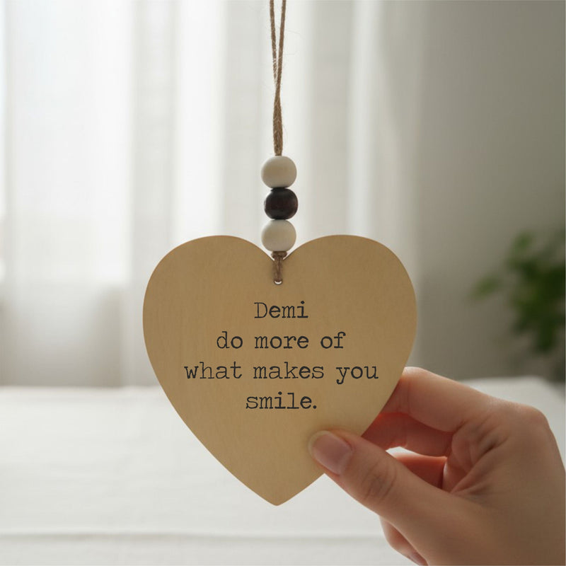Wellbeing Heart Christmas Decoration – Wooden Heart with Thoughtful Saying PureEssenceGreetings
