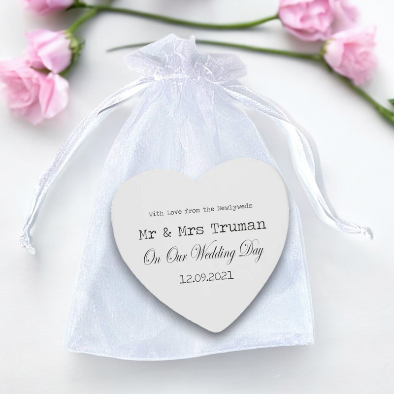 Personalised Wedding Favour Heart Tokens | Pack of 10 PureEssenceGreetings