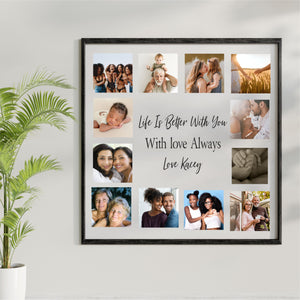 Framed Personalised Photo Collage With Your Own Message | 10 Images PureEssenceGreetings