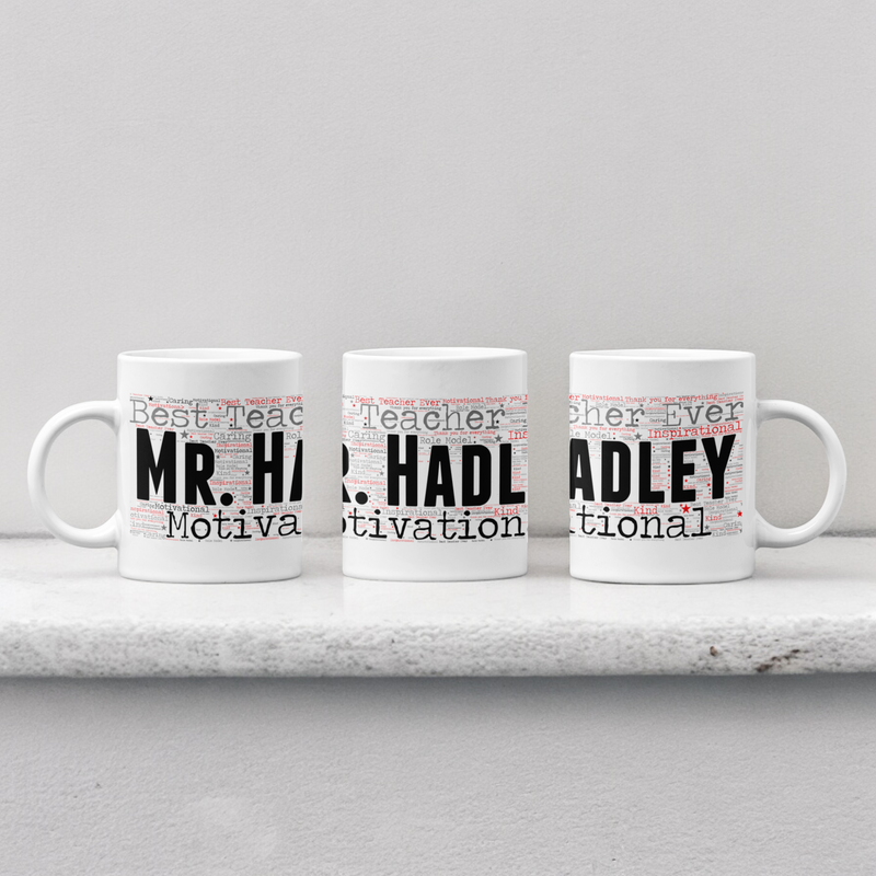 Personalised Teacher Mug | Word Art Print PureEssenceGreetings