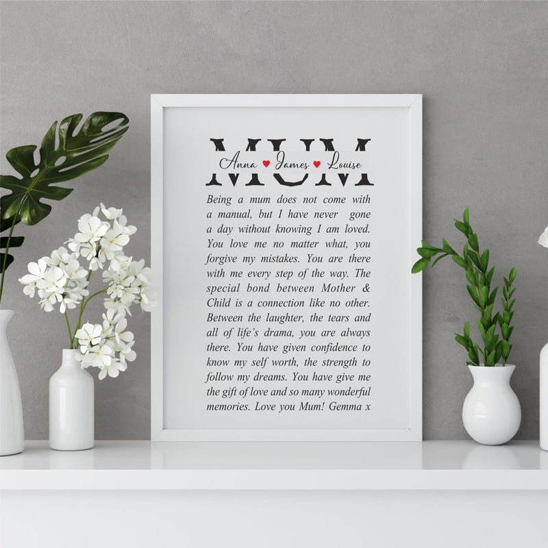 Love You Mum Personalised Plaque PureEssenceGreetings