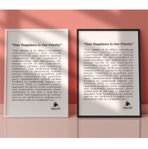 Copy of Retail Customer Service Statement Print - Framed | Unframed PureEssenceGreetings