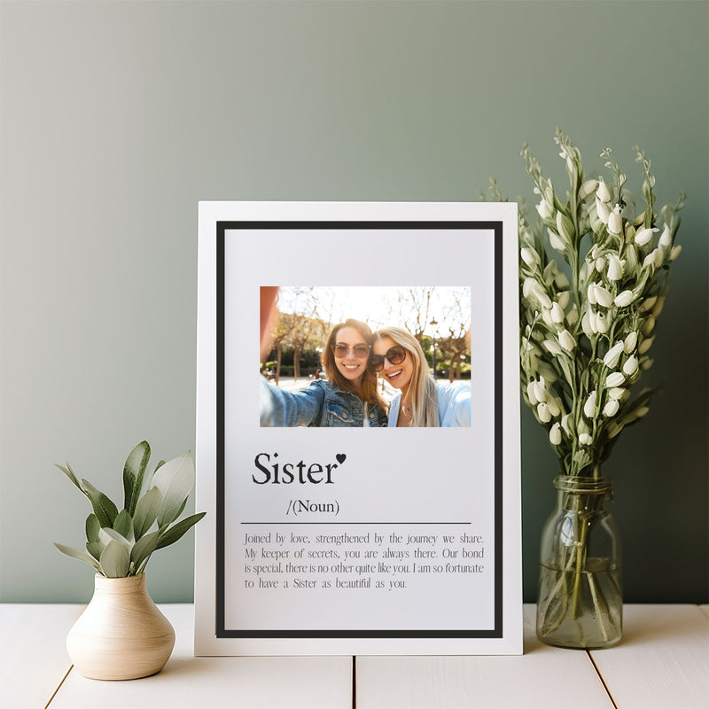Sister Personalised Photo Framed Poem Print PureEssenceGreetings