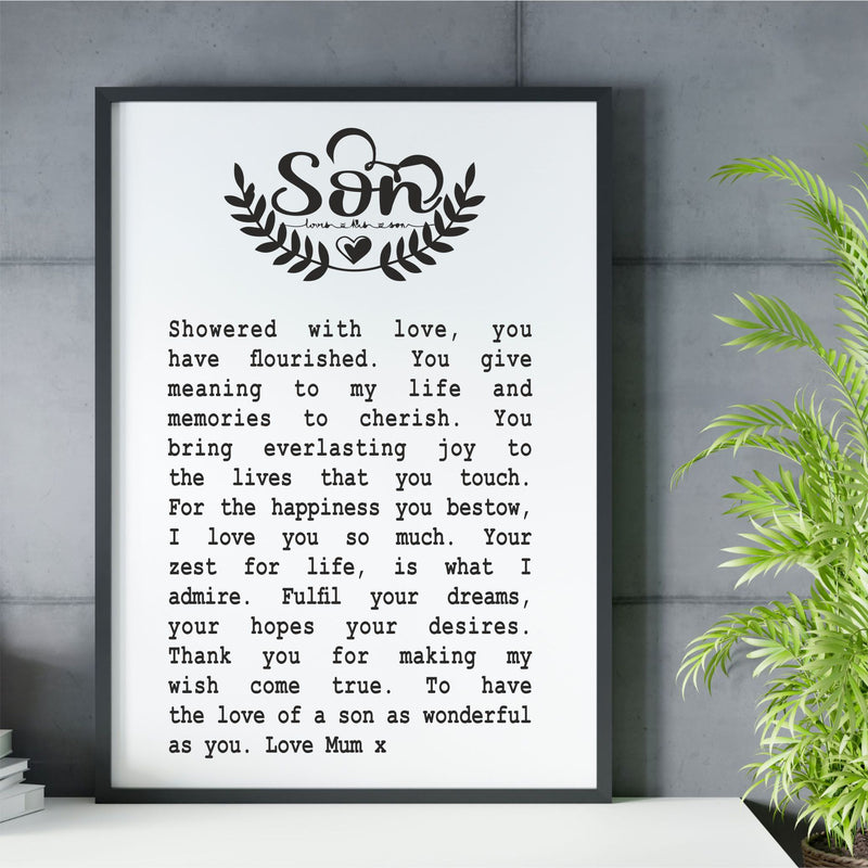 Son Poem Personalised Plaque PureEssenceGreetings