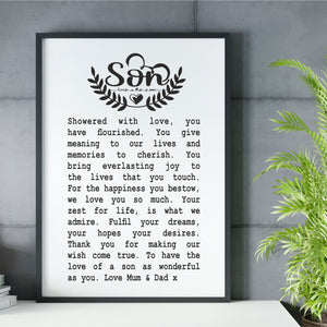 Son Poem Personalised Plaque PureEssenceGreetings 