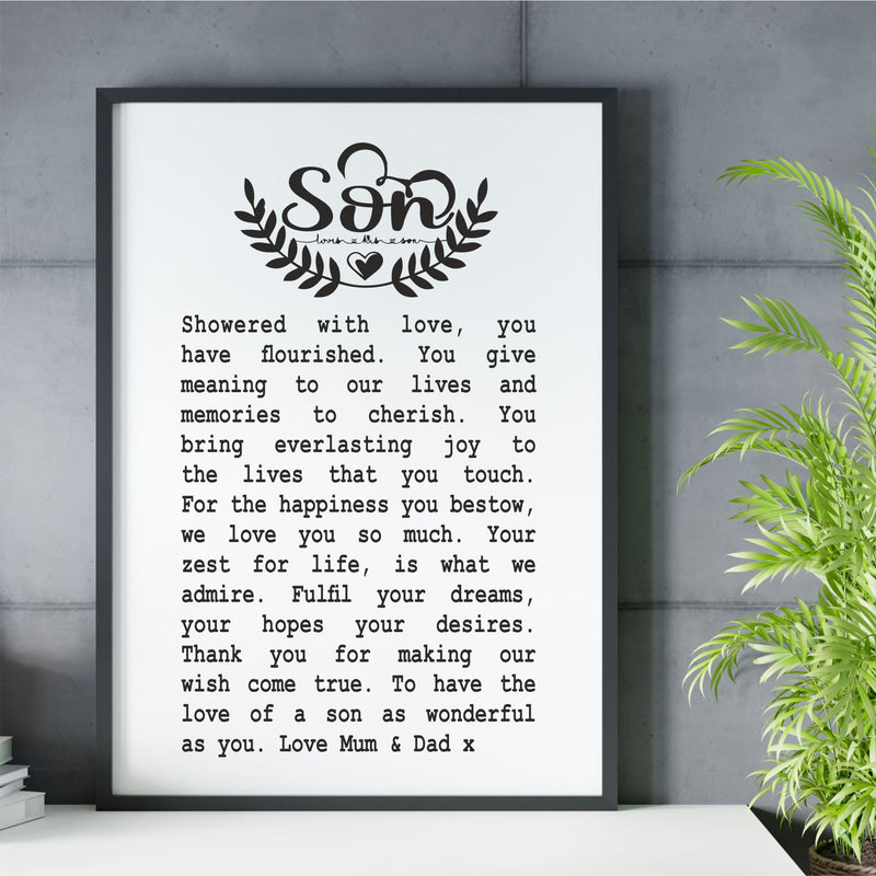 Son Poem Personalised Plaque PureEssenceGreetings