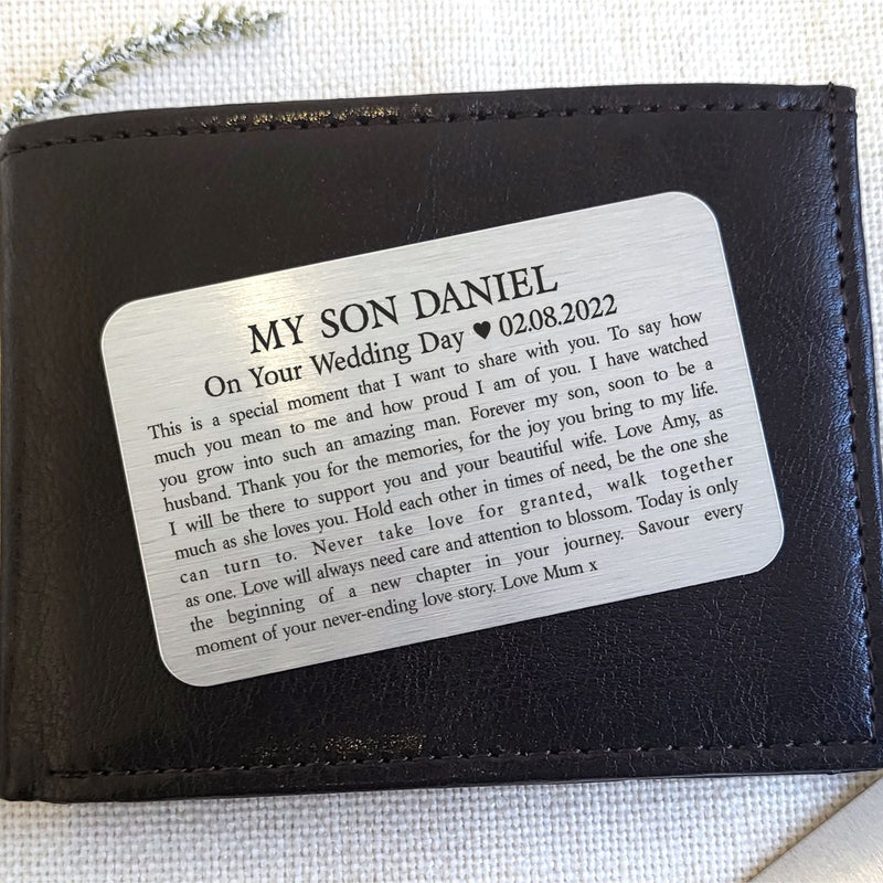 Son On Your Wedding Day Wallet Card PureEssenceGreetings