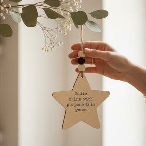 Wooden Wellbeing Star Decoration – 3 Designs PureEssenceGreetings