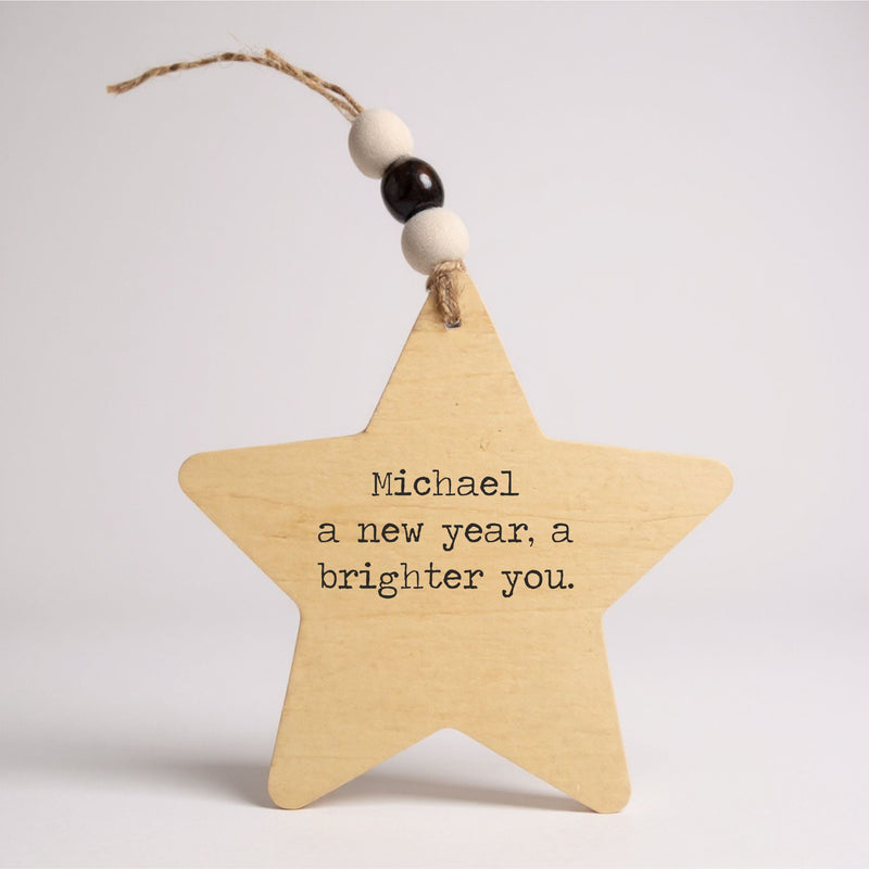 Wooden Wellbeing Star Decoration – 3 Designs PureEssenceGreetings