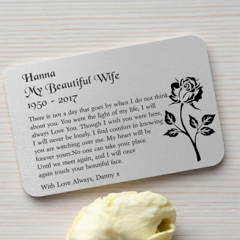 Wife Memorial Personalised Plant Pot and Keepsake Wallet Card Gift Set PureEssenceGreetings