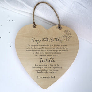 Personalised Birthday Wooden Heart Plaque | Finest Wine PureEssenceGreetings