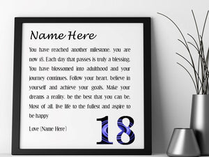 Personalised 18th Birthday Poem - Pure Essence Greetings 