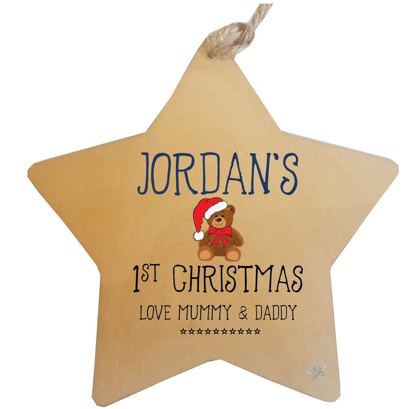 Personalised 1st Christmas Star Decoration - PureEssenceGreetings 