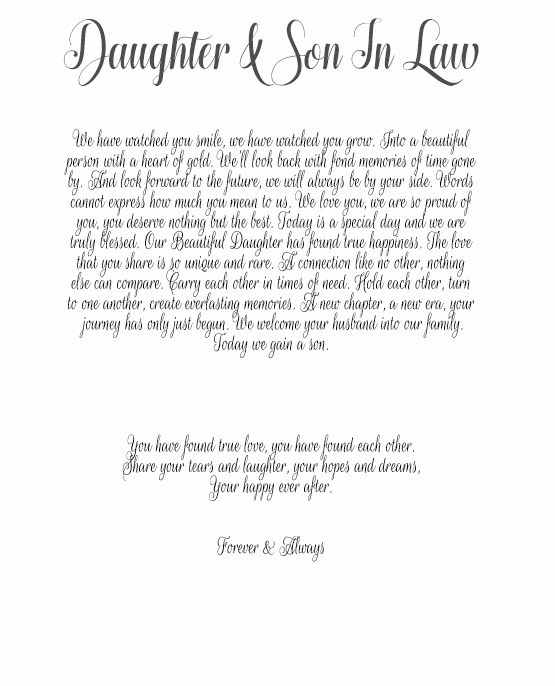 Daughter & Son in Law Framed Wedding Poem PureEssenceGreetings
