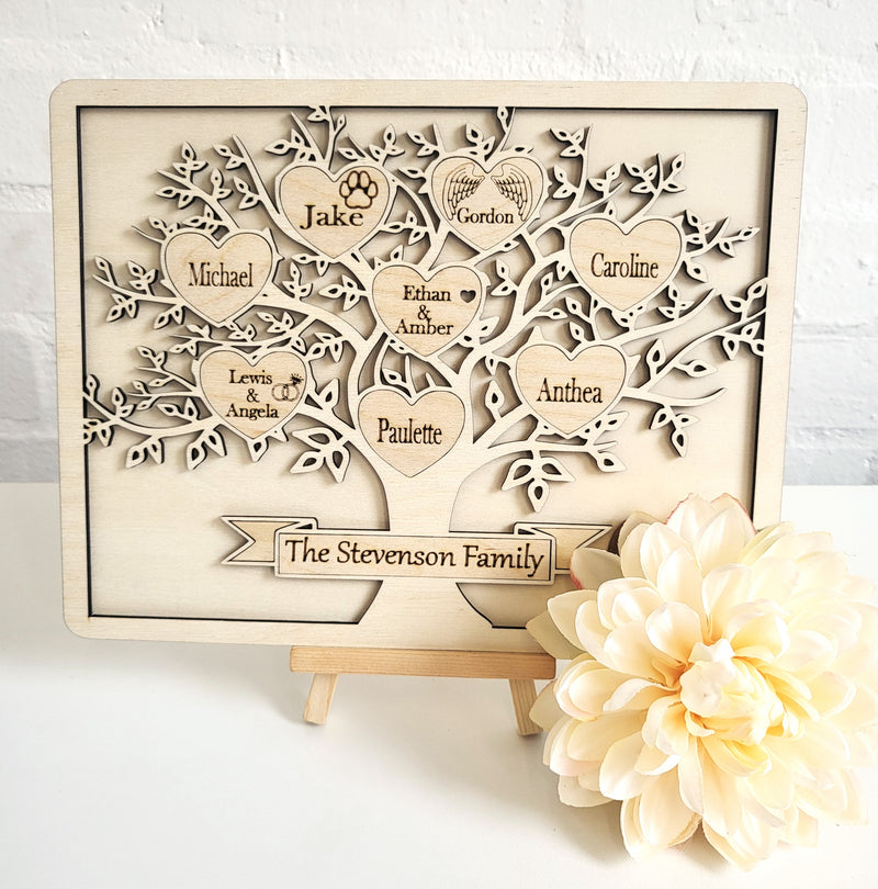Personalised Engraved Wood Family Tree PureEssenceGreetings
