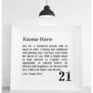 21st Birthday Personalised Poem - Pure Essence Greetings