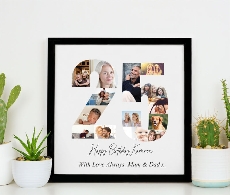 25th Birthday Collage Large Personalised Framed Print | 14 Images PureEssenceGreetings