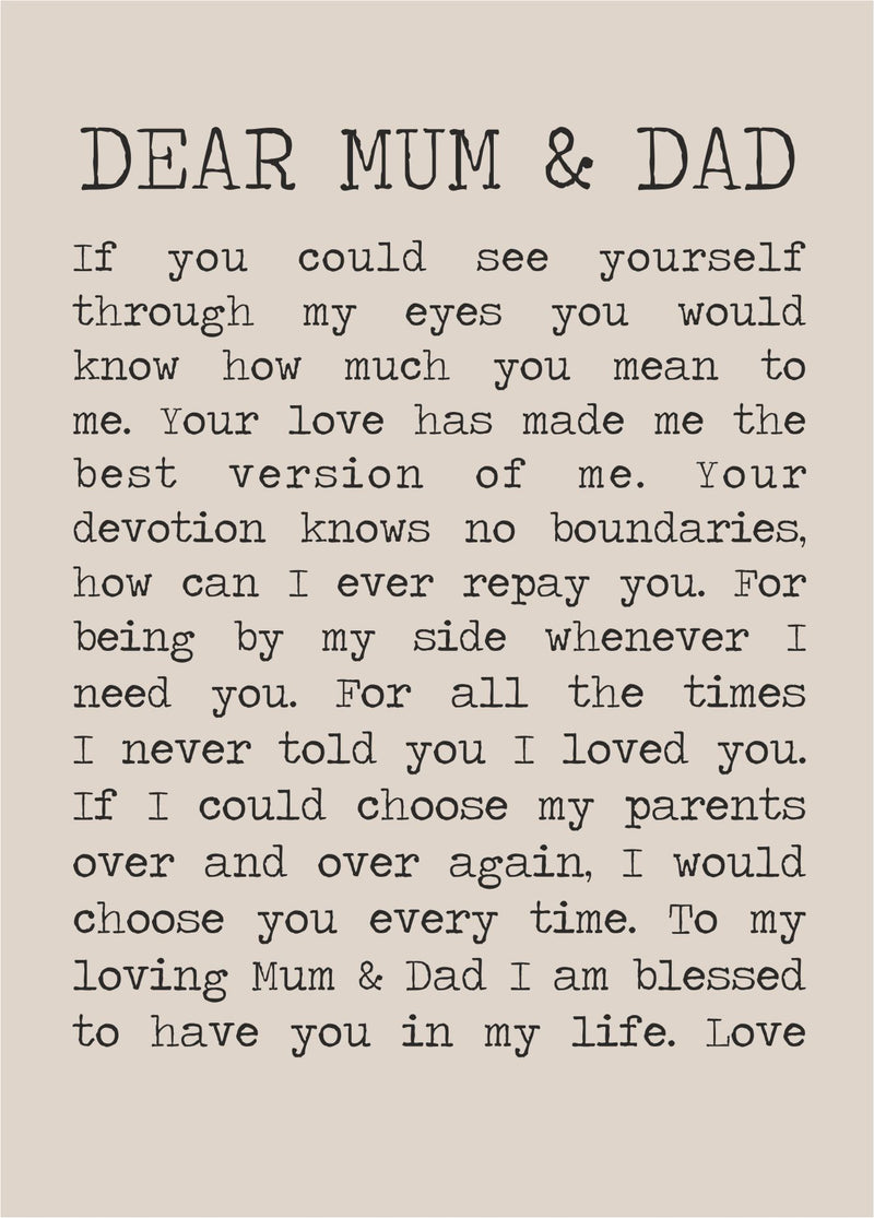 Mum & Dad Personalised Framed Poem | Blessed PureEssenceGreetings