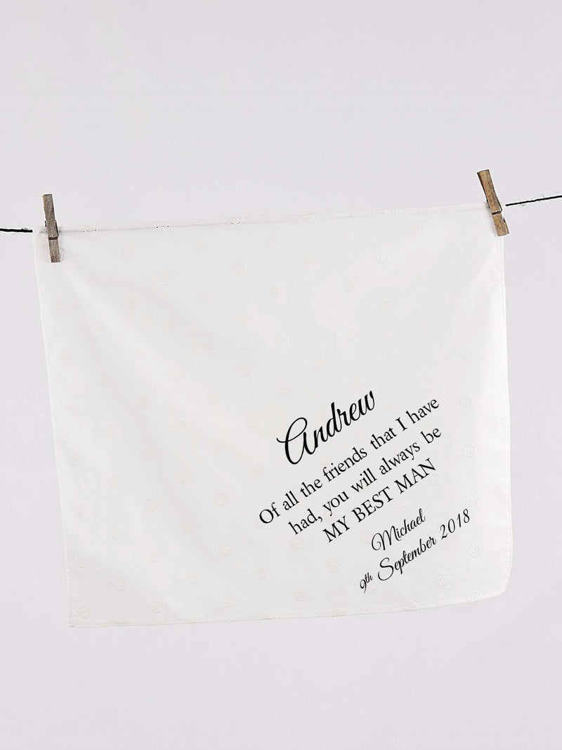 Best Man Personalised Wedding Handkerchief - PureEssenceGreetings 