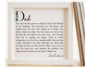 Dad Personalised Box Framed Poem PureEssenceGreetings