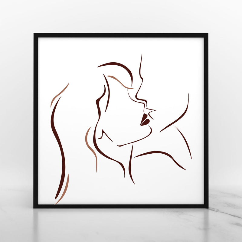 Kissing Couple Abstract Line Drawing Glitter WallArt PureEssenceGreetings