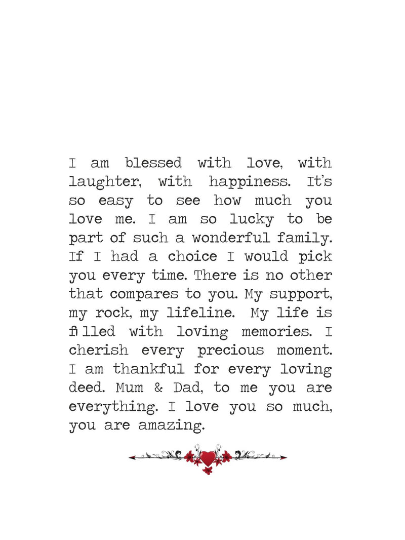 Mum & Dad Personalised Mounted Keepsake Card PureEssenceGreetings