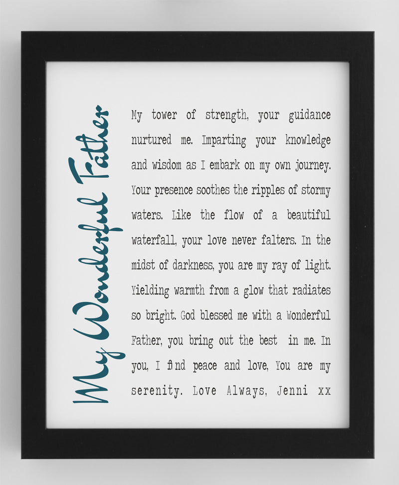 Father Personalised Framed Poem Print - Expression PureEssenceGreetings