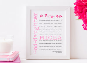 God-daughter Personalised Framed Christening Poem - PureEssenceGreetings