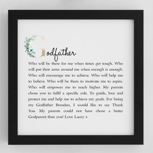 Godfather Framed Personalised Poem PureEssenceGreetings