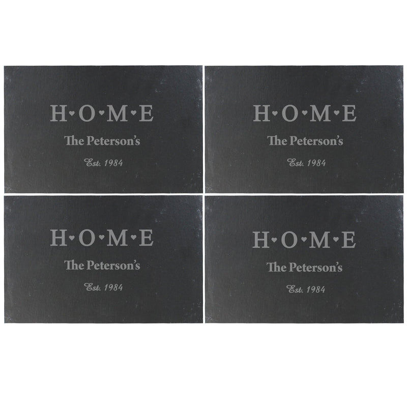 Personalised HOME Slate Rectangle Placemat 4 Pack - PureEssenceGreetings 