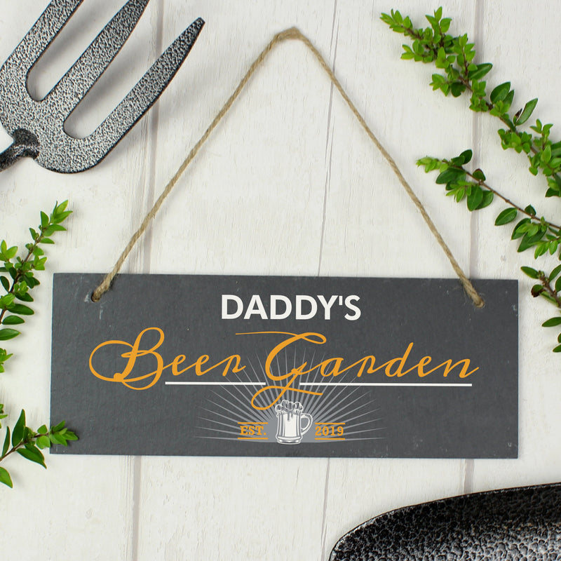 Personalised "Beer Garden" Printed Hanging Slate Plaque - PureEssenceGreetings 