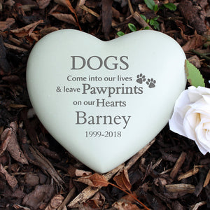 Personalised Dog Pawprints Heart Memorial - PureEssenceGreetings 