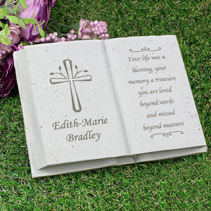 Personalised Cross Memorial Book - PureEssenceGreetings 