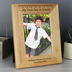 Personalised My First Day at School 5x7 Wooden Photo Frame PureEssenceGreetings